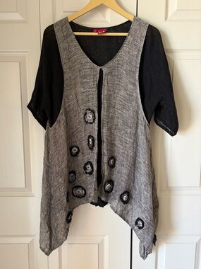 Naturalnie Podlasek | Artisan handmade linen tunic vest. Artsy. Handmade. Medium